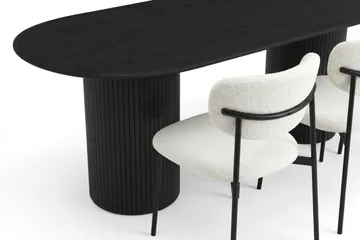 Kopparbo spisegruppe oval 220 cm svart med 6 Lucy spisestoler - Svart - Møbler - Bord - Spisegruppe