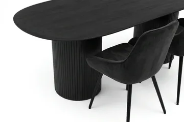 Kopparbo spisegruppe oval 220 cm svart med 8 Alsarp spisestoler - Svart - Møbler - Bord - Spisegruppe