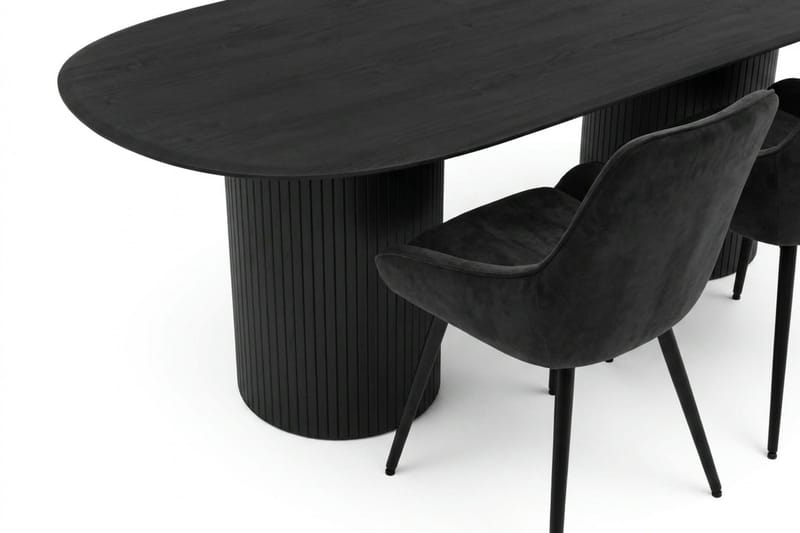 Kopparbo spisegruppe oval 220 cm svart med 8 Alsarp spisestoler - Svart - Møbler - Bord - Spisegruppe