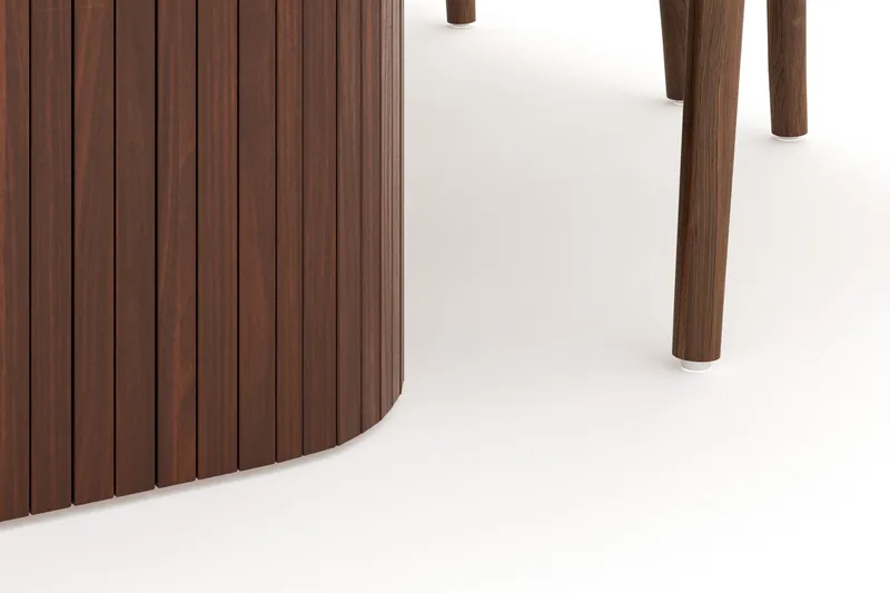 Kopparbo Spisegruppe Rektangulært Spisebord 200 cm 6 Dastoori Spisestoler - Brun / Beige / Tre / Ribbet - Møbler - Bord - Spisegruppe