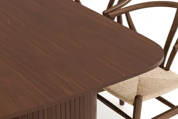 Kopparbo Spisegruppe Rektangulært Spisebord 200 cm 6 Dastoori Spisestoler - Brun / Beige / Tre / Ribbet - Møbler - Bord - Spisegruppe