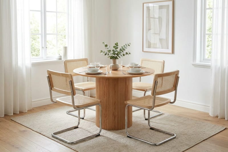 Kopparbo spisegruppe rund 110 cm eik med 4 Build spisestoler - Eik - Møbler - Bord - Spisegruppe