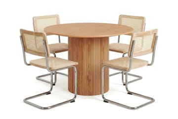Kopparbo spisegruppe rund 110 cm eik med 4 Build spisestoler - Eik - Møbler - Bord - Spisegruppe