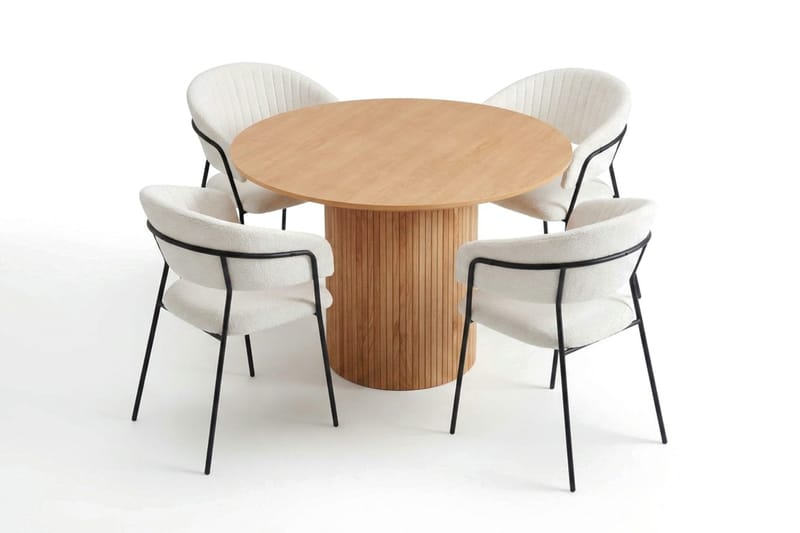 Kopparbo spisegruppe rund 110 cm eik med 4 Karol spisestoler - Eik - Møbler - Bord - Spisegruppe