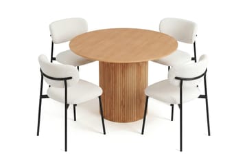 Kopparbo spisegruppe rund 110 cm eik med 4 Lucy spisestoler - Eik - Møbler - Bord - Spisegruppe
