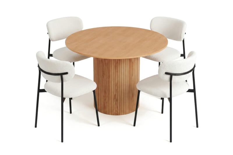 Kopparbo spisegruppe rund 110 cm eik med 4 Lucy spisestoler - Eik - Møbler - Bord - Spisegruppe