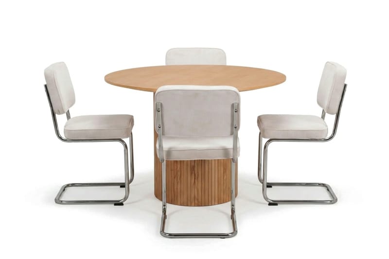 Kopparbo spisegruppe rund 110 cm eik med 4 Milva spisestoler - Eik - Møbler - Bord - Spisegruppe