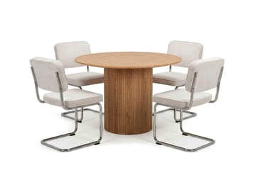 Kopparbo spisegruppe rund 110 cm eik med 4 Milva spisestoler - Eik - Møbler - Bord - Spisegruppe
