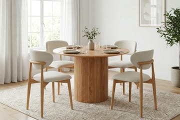 Kopparbo spisegruppe rund 110 cm eik med 4 Molly spisestoler - Eik - Møbler - Bord - Spisegruppe
