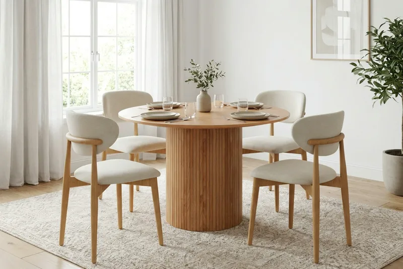 Kopparbo spisegruppe rund 110 cm eik med 4 Molly spisestoler - Eik - Møbler - Bord - Spisegruppe