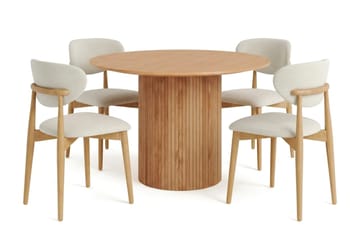 Kopparbo spisegruppe rund 110 cm eik med 4 Molly spisestoler - Eik - Møbler - Bord - Spisegruppe