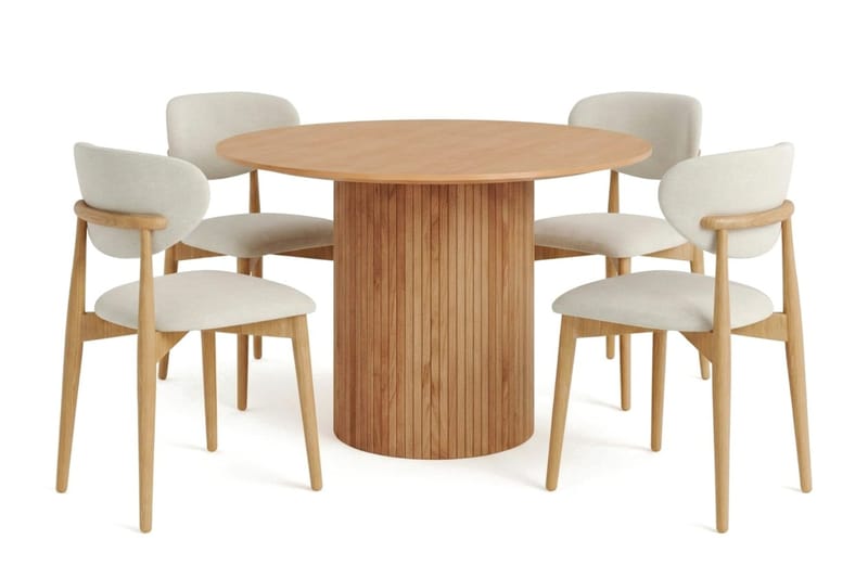 Kopparbo spisegruppe rund 110 cm eik med 4 Molly spisestoler - Eik - Møbler - Bord - Spisegruppe