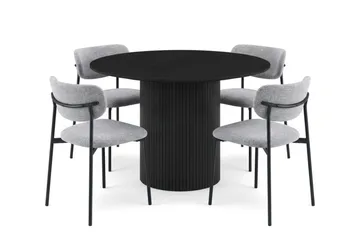 Kopparbo Spisegruppe rund 110 cm med 4 Lucy Spisestoler - Svartlasert eik - Møbler - Bord - Spisegruppe