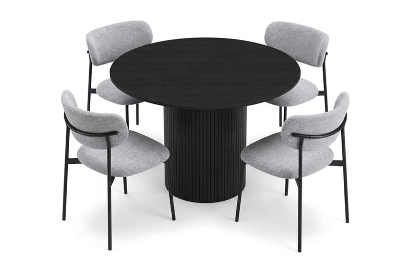 Kopparbo Spisegruppe rund 110 cm med 4 Lucy Spisestoler - Svartlasert eik - Møbler - Bord - Spisegruppe