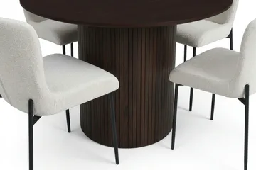 Kopparbo spisegruppe rund 110 cm Røkt eik med 4 Elsie spisestoler - Røkt eik/Hvit - Møbler - Bord - Spisegruppe