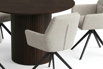 Kopparbo spisegruppe rund 110 cm røkt eik med 4 Torsby spisestoler - Røkt eik - Møbler - Bord - Spisegruppe