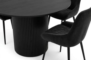 Kopparbo spisegruppe rund 110 cm svart med 4 Alsarp spisestoler - Svart - Møbler - Bord - Spisegruppe