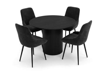 Kopparbo spisegruppe rund 110 cm svart med 4 Alsarp spisestoler - Svart - Møbler - Bord - Spisegruppe