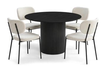 Kopparbo spisegruppe rund 110 cm svart med 4 Gemmiano spisestoler - Svart - Møbler - Bord - Spisegruppe