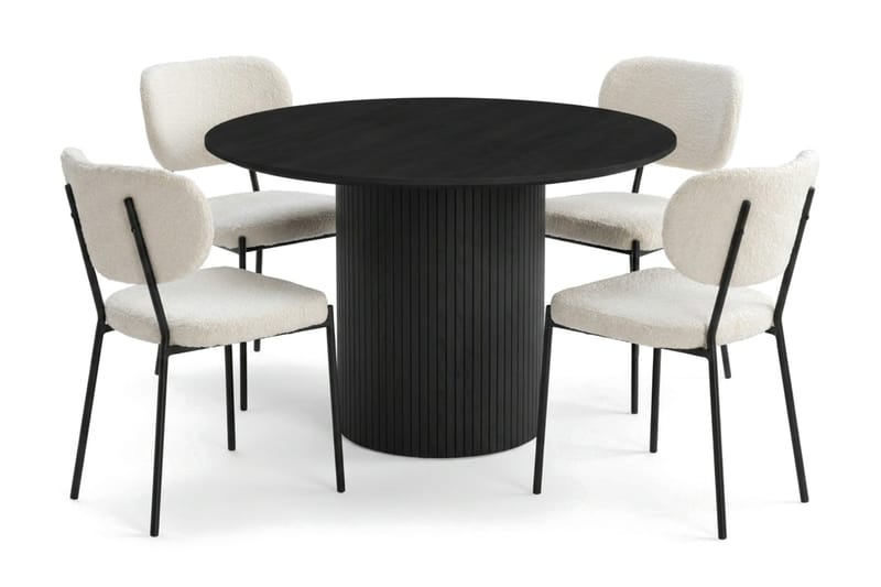 Kopparbo spisegruppe rund 110 cm svart med 4 Gemmiano spisestoler - Svart - Møbler - Bord - Spisegruppe