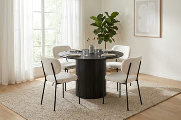 Kopparbo spisegruppe rund 110 cm svart med 4 Gemmiano spisestoler - Svart - Møbler - Bord - Spisegruppe