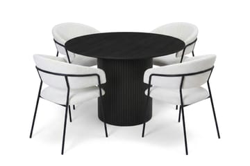 Kopparbo spisegruppe rund 110 cm svart med 4 Karol spisestoler - Svart - Møbler - Bord - Spisegruppe