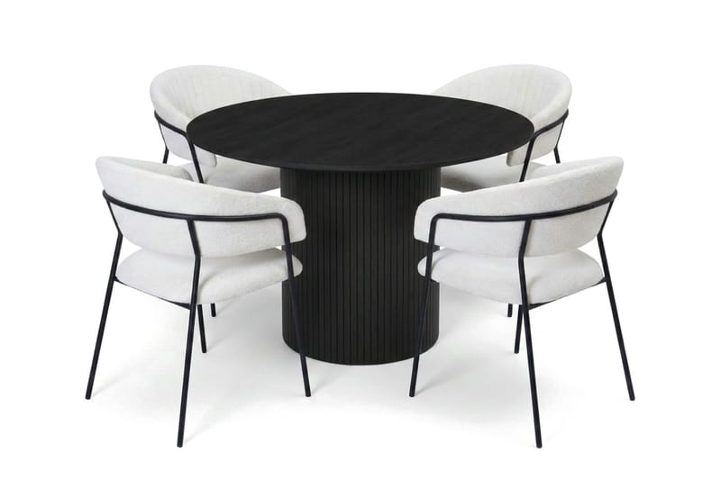 Kopparbo spisegruppe rund 110 cm svart med 4 Karol spisestoler - Svart - Møbler - Bord - Spisegruppe
