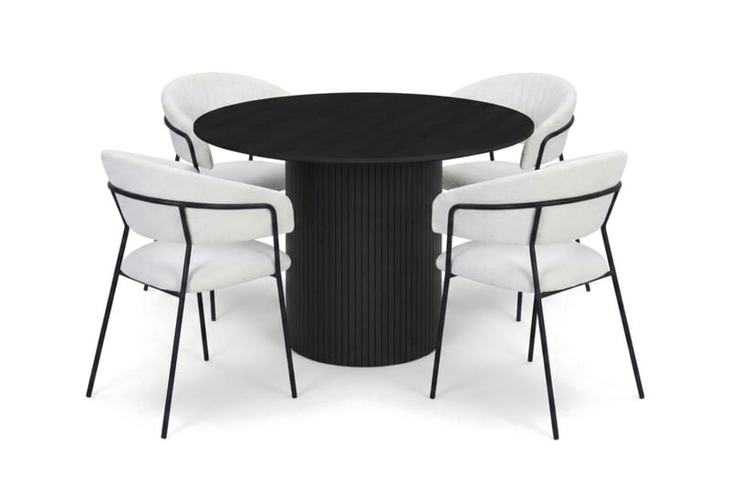Kopparbo spisegruppe rund 110 cm svart med 4 Karol spisestoler, Svart