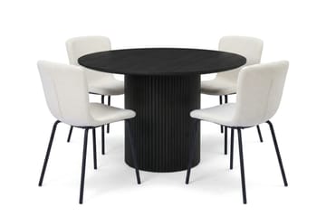 Kopparbo spisegruppe rund 110 cm svart med 4 Katy spisestoler - Svart - Møbler - Bord - Spisegruppe