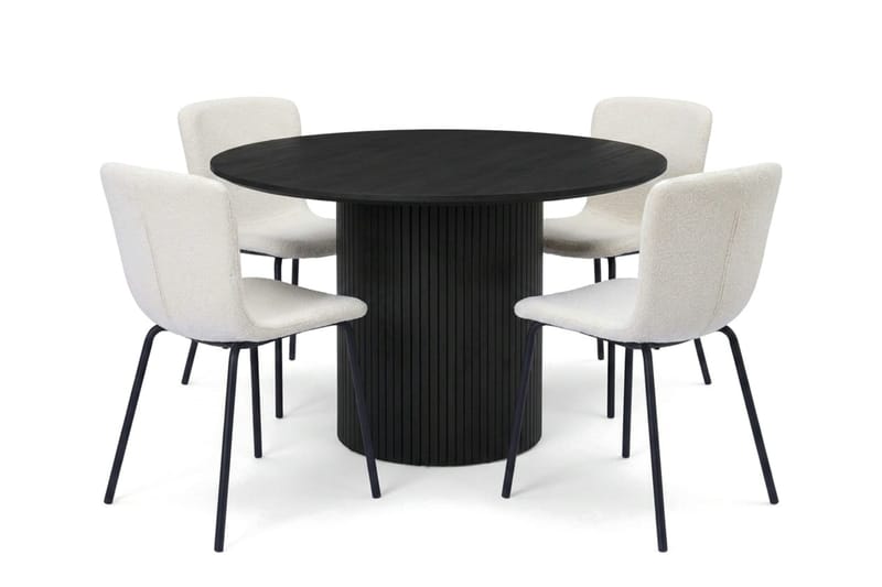 Kopparbo spisegruppe rund 110 cm svart med 4 Katy spisestoler - Svart - Møbler - Bord - Spisegruppe
