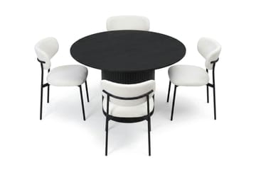 Kopparbo spisegruppe rund 110 cm svart med 4 Lucy spisestoler - Svart - Møbler - Bord - Spisegruppe