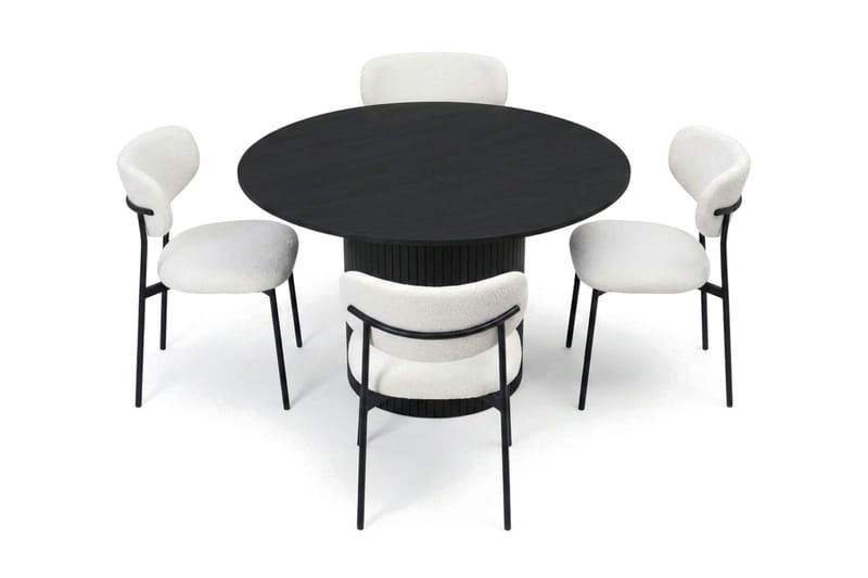 Kopparbo spisegruppe rund 110 cm svart med 4 Lucy spisestoler - Svart - Møbler - Bord - Spisegruppe
