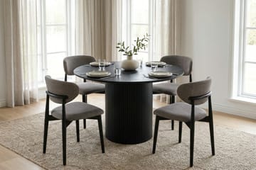 Kopparbo spisegruppe rund 110 cm svart med 4 Molly spisestoler - Svart - Møbler - Bord - Spisegruppe