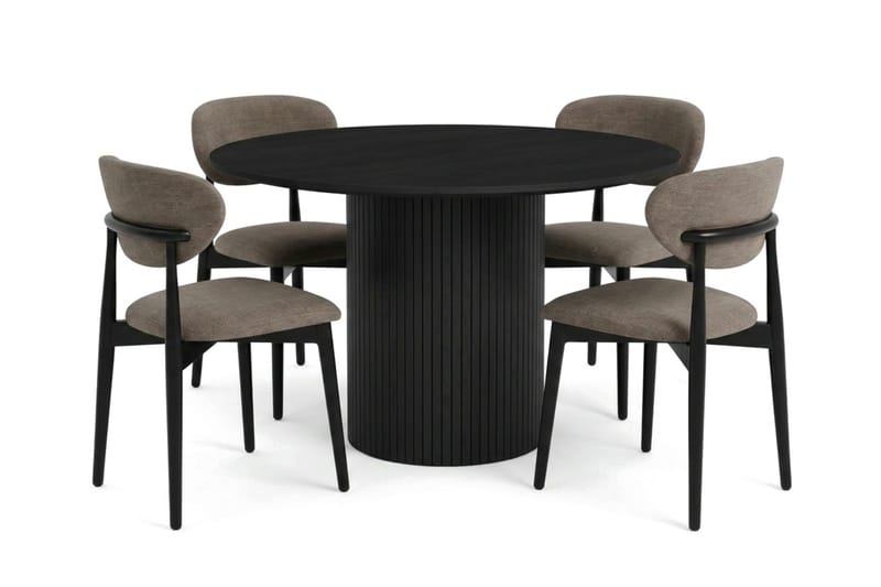 Kopparbo spisegruppe rund 110 cm svart med 4 Molly spisestoler, Svart