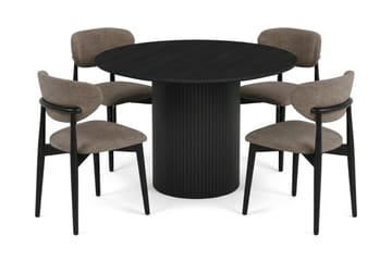 Kopparbo spisegruppe rund 110 cm svart med 4 Molly spisestoler - Svart - Møbler - Bord - Spisegruppe