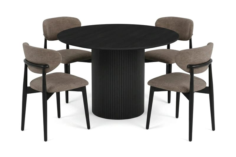 Kopparbo spisegruppe rund 110 cm svart med 4 Molly spisestoler - Svart - Møbler - Bord - Spisegruppe