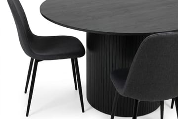 Kopparbo spisegruppe rund 110 cm svart med 4 Nibe spisestoler - Svart - Møbler - Bord - Spisegruppe