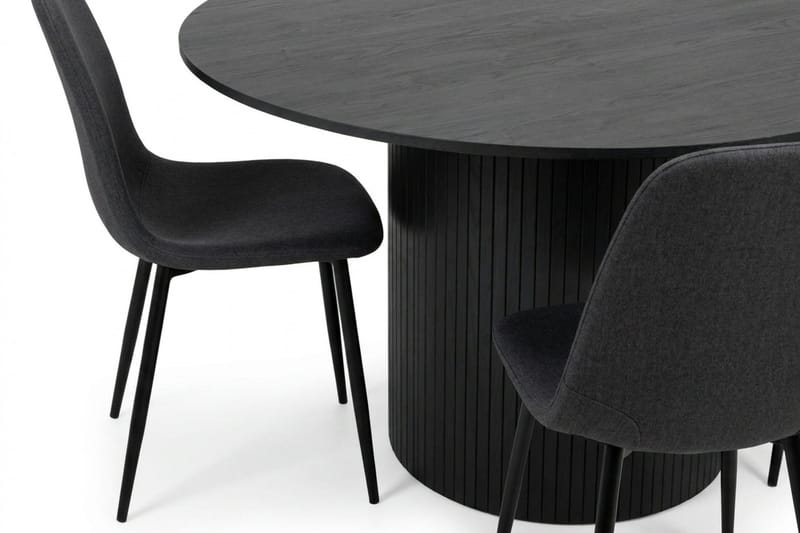 Kopparbo spisegruppe rund 110 cm svart med 4 Nibe spisestoler - Svart - Møbler - Bord - Spisegruppe