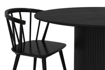 Kopparbo spisegruppe rund 110 cm svart med 4 Tyrö spisestoler - Svart - Møbler - Bord - Spisegruppe