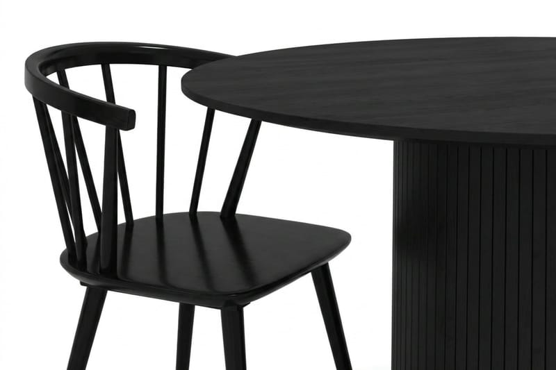 Kopparbo spisegruppe rund 110 cm svart med 4 Tyrö spisestoler - Svart - Møbler - Bord - Spisegruppe