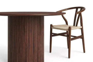 Kopparbo spisegruppe rund 110 cm valnøtt med 4 Dastoori spisestoler - Valnøtt - Møbler - Bord - Spisegruppe