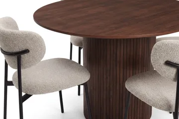 Kopparbo spisegruppe rund 110 cm valnøtt med 4 Lucy spisestoler - Valnøtt - Møbler - Bord - Spisegruppe