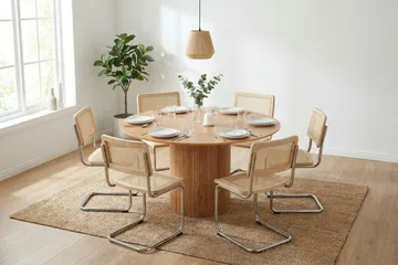 Kopparbo spisegruppe rund 130 cm eik med 6 Build spisestoler - Eik - Møbler - Bord - Spisegruppe