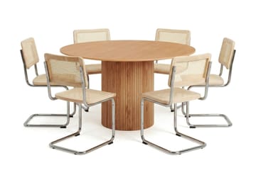 Kopparbo spisegruppe rund 130 cm eik med 6 Build spisestoler - Eik - Møbler - Bord - Spisegruppe