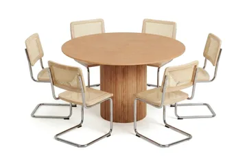 Kopparbo spisegruppe rund 130 cm eik med 6 Build spisestoler - Eik - Møbler - Bord - Spisegruppe