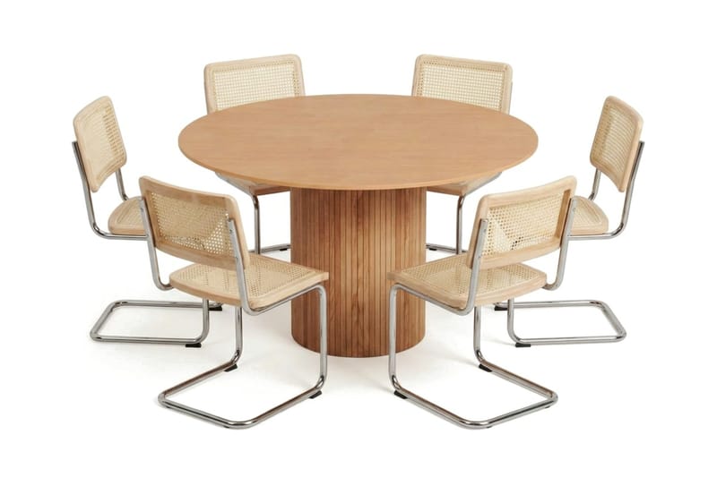 Kopparbo spisegruppe rund 130 cm eik med 6 Build spisestoler - Eik - Møbler - Bord - Spisegruppe