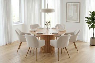 Kopparbo spisegruppe rund 130 cm eik med 6 Filippa spisestoler - Eik - Møbler - Bord - Spisegruppe