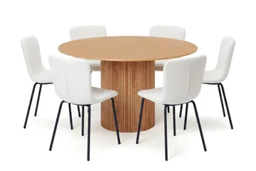 Kopparbo spisegruppe rund 130 cm eik med 6 Katy spisestoler - Eik - Møbler - Bord - Spisegruppe
