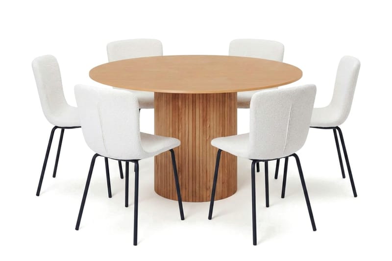 Kopparbo spisegruppe rund 130 cm eik med 6 Katy spisestoler, Eik