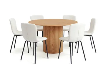 Kopparbo spisegruppe rund 130 cm eik med 6 Katy spisestoler - Eik - Møbler - Bord - Spisegruppe